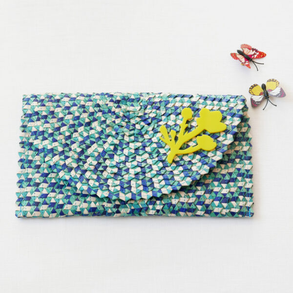 Straw Clutch Bag | Mix Light Blue | BiCA-Good Morning Design