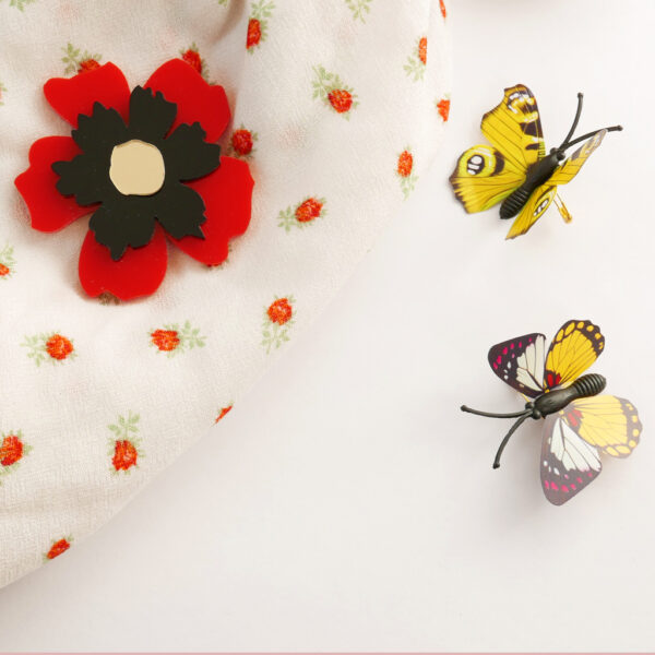 Spilla floreale Anemone rosso | spilla fiore acrilico | BiCA-Good Morning Design