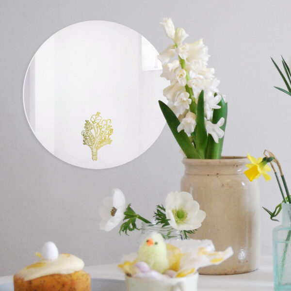 Specchio decorativo Bouquet con illustrazione oro di Monika Forsberg | BiCA-Good Morning Design