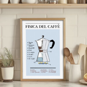 Poster fisica del caffè, Moka, poster di design per la tua casa e cucina, Massimo Temporelli