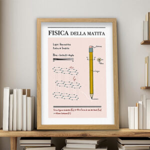 Poster di fisica per gli amanti della Scienza. Poster La fisica della matita con cornice. Massimo Temporelli con Alice Azario per BICA-GOOD MORNING DESIGN